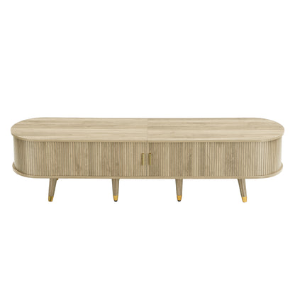 TV-Meubel – TV-Kast – TV-Standaard – Media-Meubel – TV-Dressoir – Rieten Schuifdeur – 175 CM Breed – Mdf Materialen