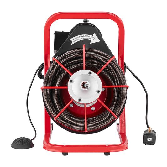 Rioolontstopper – Ontstopper Kabelmachine – Afvoerontstopper – Elektrische Ontstopper – Rioolreiniger – 23 Meter Stalen Kabel – 4 Verwisselbare Snijbits