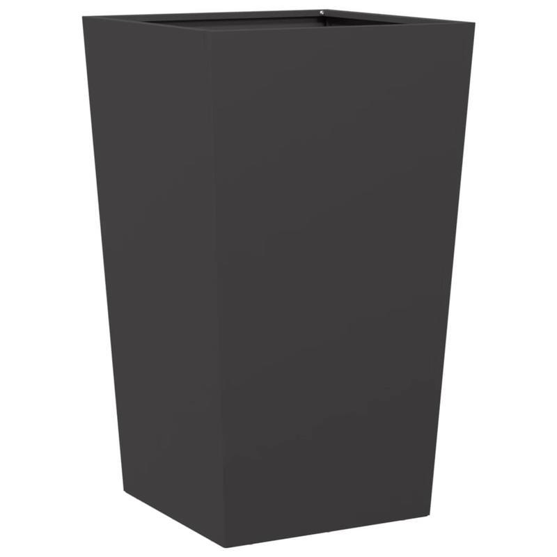 Plantenbak – Bloembak – Plantenpot – Bloempot – Zwarte Stalen Set – 45x45x75 cm – Robuust & Weerbestendig