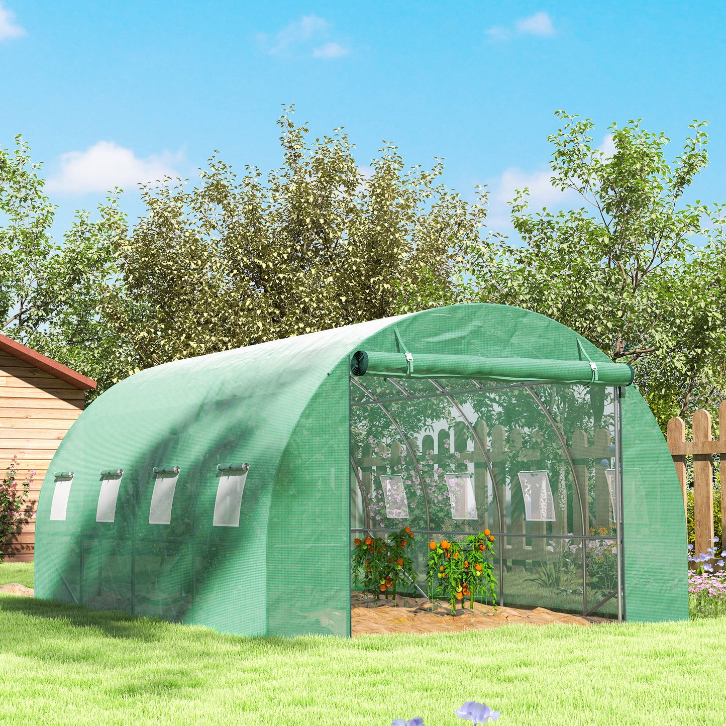 Polytunnel Kas – Tuinkas – Serre – Kweekkas – Kas Tent Groen – Stevig Stalen Frame – Rolbare Deuren Voor Ventilatie