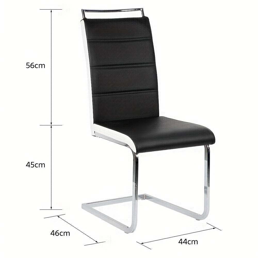Eetkamerstoelen – Stoelen – Kuipstoelen – Barstoelen – Keukenstoelen – Zwarte Kunstleren Zitting – Ergonomische Gebogen Rugleuning – Roestvrijstalen Frame – Max. Draagvermogen 150 kg – Set Van 2