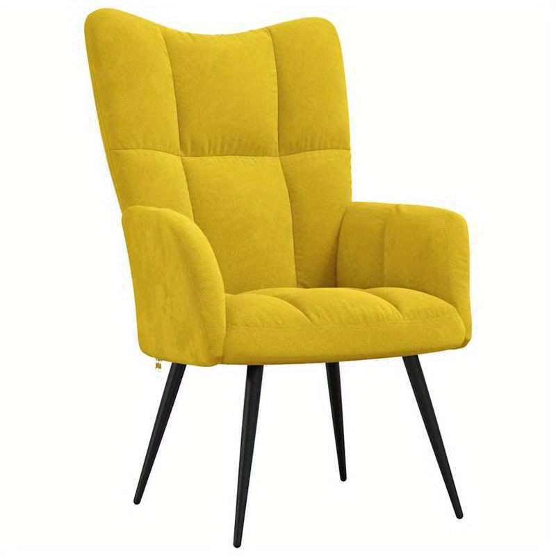 Fauteuil – Loungestoel – Relaxstoel – Zitstoel – Mustard Geel Fluweel – Inclusief Voetenbank – Afneembare Bekleding