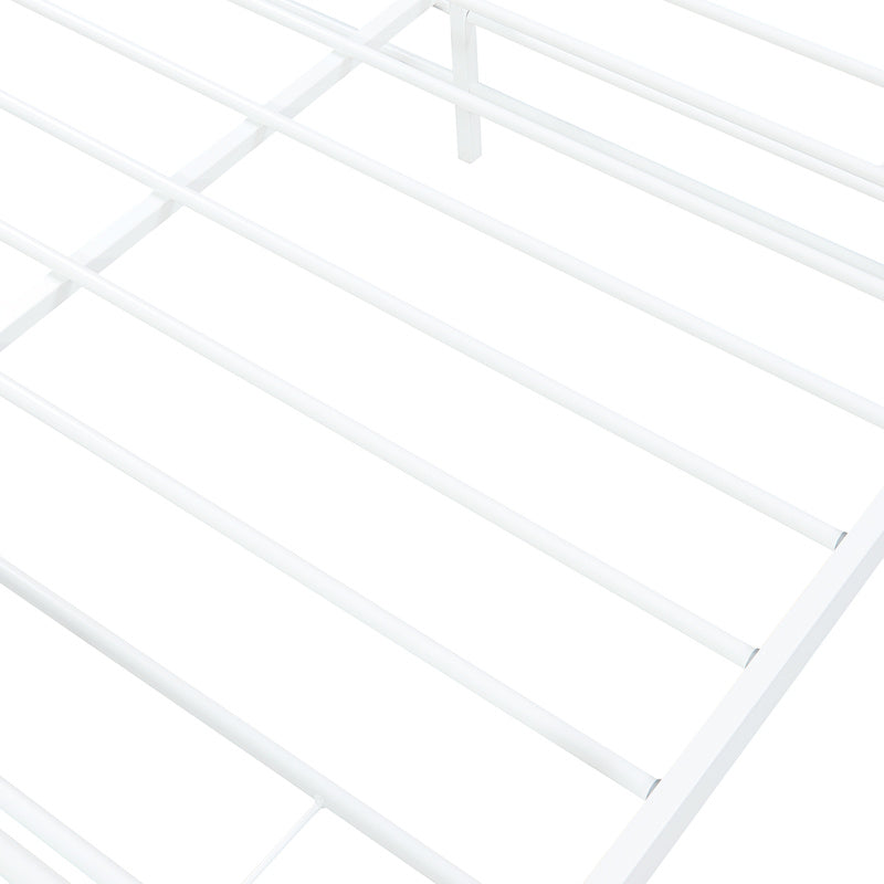 Metalen Bed – Stalen Bed – Kinderbed – Eenpersoonsbed – Tweepersoonsbed – Mat Wit – 140 x 200 cm – Stevig Metalen Frame – Inclusief Lattenbodem