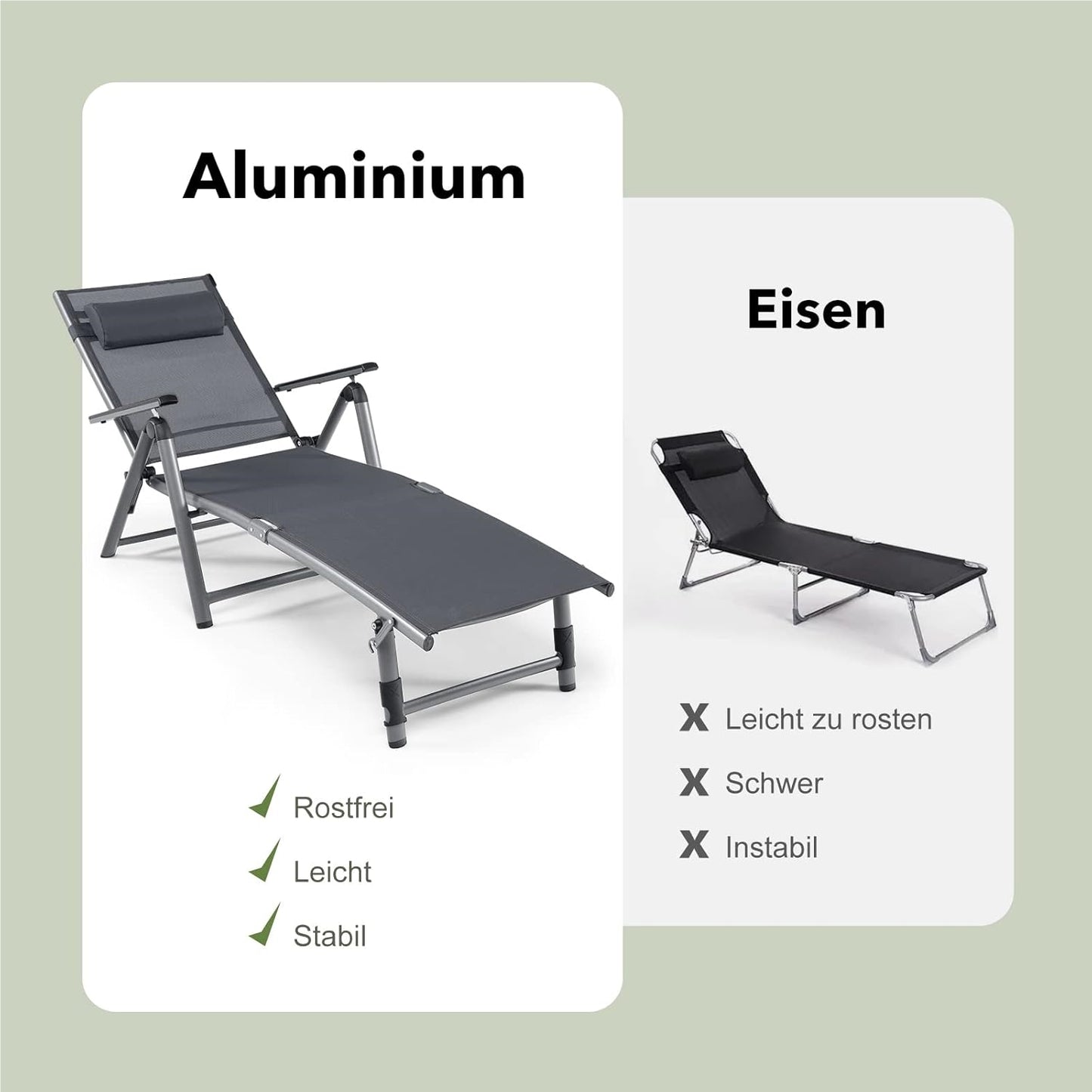 Buitenzonligstoel – Tuinstoel – Ligstoel – Zonnestoel – Inklapbare Ligstoel – Aluminium Frame – 8-Standen Rugleuning – Sneldrogende Stof