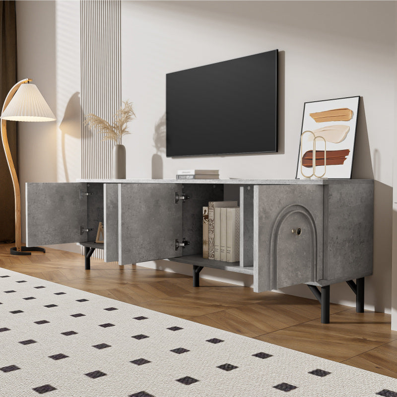 TV-meubel – Tv-kast – Mediameubel – Dressoir – 4-Deurs Kasten – Modern Grijs – 160 cm Breed – Soft-Close Deuren – Geïntegreerd Kabelmanagement