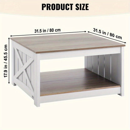 Salontafel – Koffietafel – Woonkamertafel – Bijzettafel – Tafel – Landelijke Stijl – Compact 31 x 12,7 cm – Hout Met Open Opbergvak