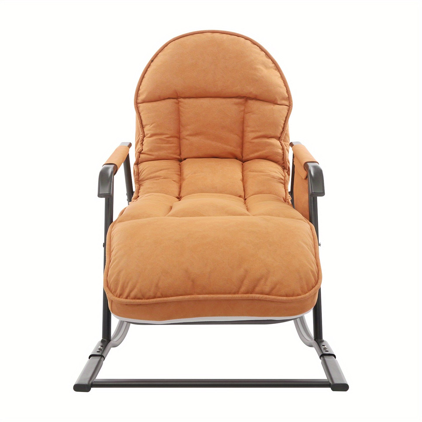 Relaxfauteuil – Schommelstoel – Loungefauteuil – Verstelbare Stoel – Relaxstoel – Stalen Frame – 3-stand Voetsteun – Oranje – Comfortabele Zit – Geschikt Voor Harde Vloeren