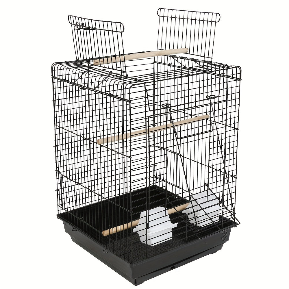 Vogelkooi – Parkietenkooi – Kanariekooi – Vogelvolière – Vogelhuis – Gepoedercoat Metaal – Open Dak Ventilatie – Compact 40x40x58 cm