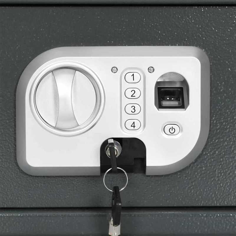 Kluis – Veiligheidskast – Geldkist – Bewaarbox – Safe – Donkergrijs Stalen Beveiligingskluis – Compact 20x31 cm – Stevig Anti-Inbraakslot