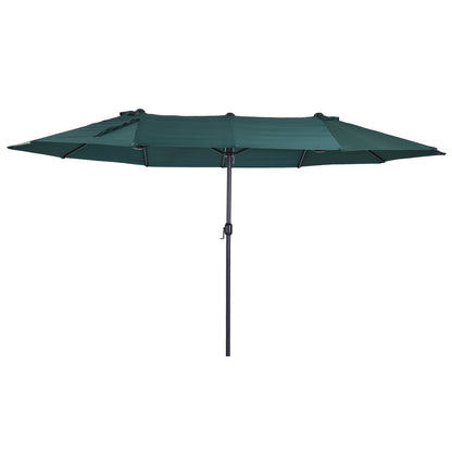 Tuinparasol – Zonnescherm – Terrasparasol – Marktparasol – Dubbele Parasol – Ovale Vorm 270x180 cm – Handmatige Slinger – Waterafstotende Stof Donkergroen