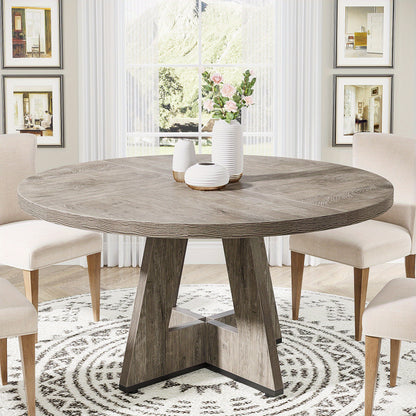 Eetkamertafel – Eettafel – Keukentafel – Ronde Tafel – Tafel – 120 cm Rond – Massief Houten Tafelblad – Grijs