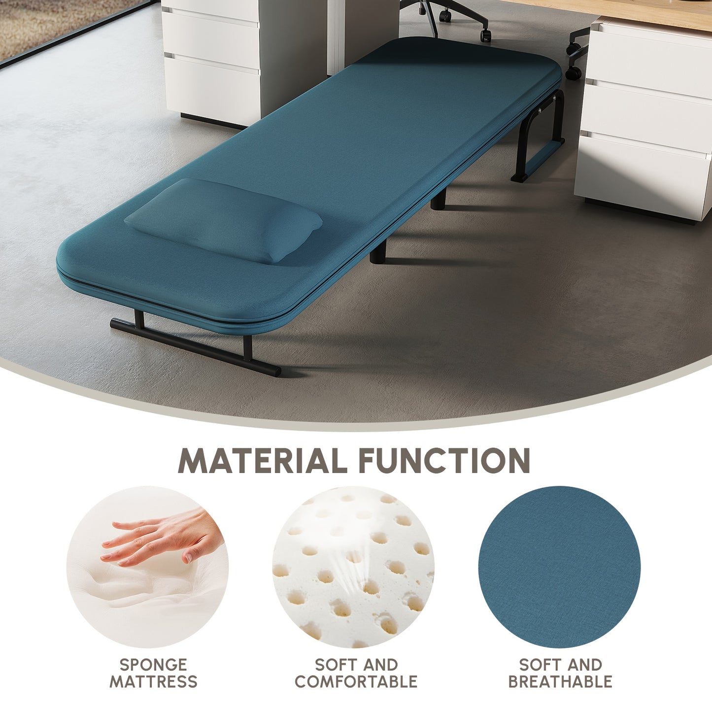 Convertible 5-in-1 Sofa Bed – Slaapbank – Bedbank – Lounge Sofa – Zithoek – Blauw – Duurzaam Memory Foam – Compact & Ruimtebesparend 116L x 65I x 85M cm