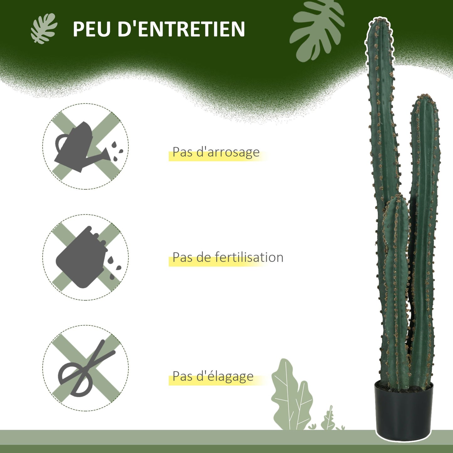 Kunststof Cactus – Nepplant – Sierplant – Kamerplant – Groene Plant – Groot Formaat 120 cm – Realistisch Uitziend