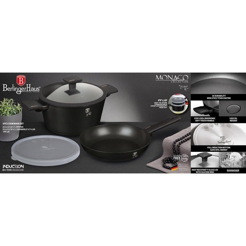 Titanium Berlinger Haus Pan and Pot Set - Model BH-7098 Monaco