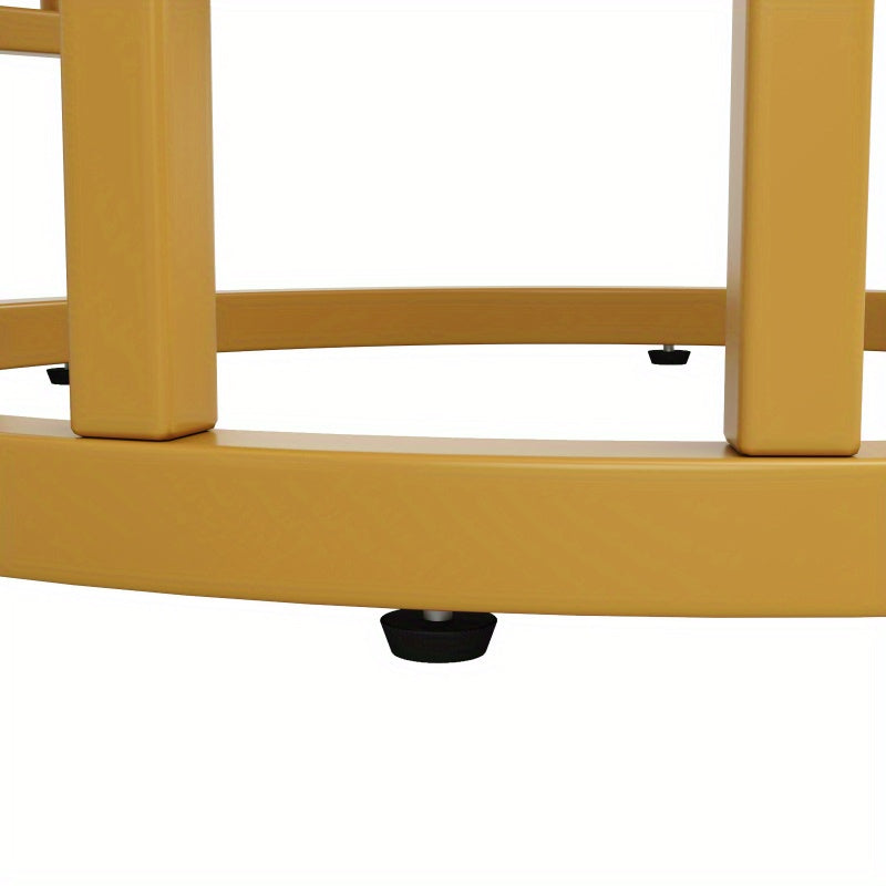 Ronde Eettafel – Rond Tafeltje – Keukentafel – Salontafel – Eetkamertafel – MDF Marmerlook Blad – Metalen Onderstel – Ø80x76cm – Voor 4 Personen