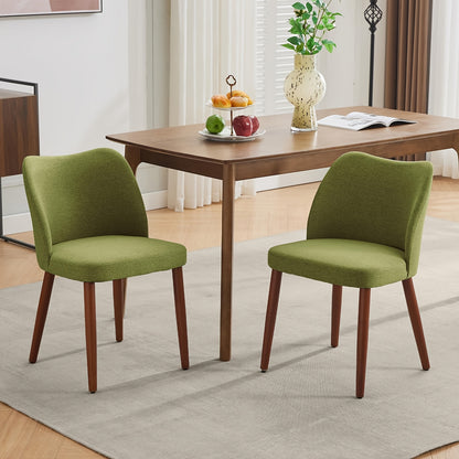 Dining Chair Set of 2 | Mid Century Kitchen Chair with Seat, Ergonomic Solid Back Style, Green Color for Living Room, Restaurant, Coffee Bar - MERXENG