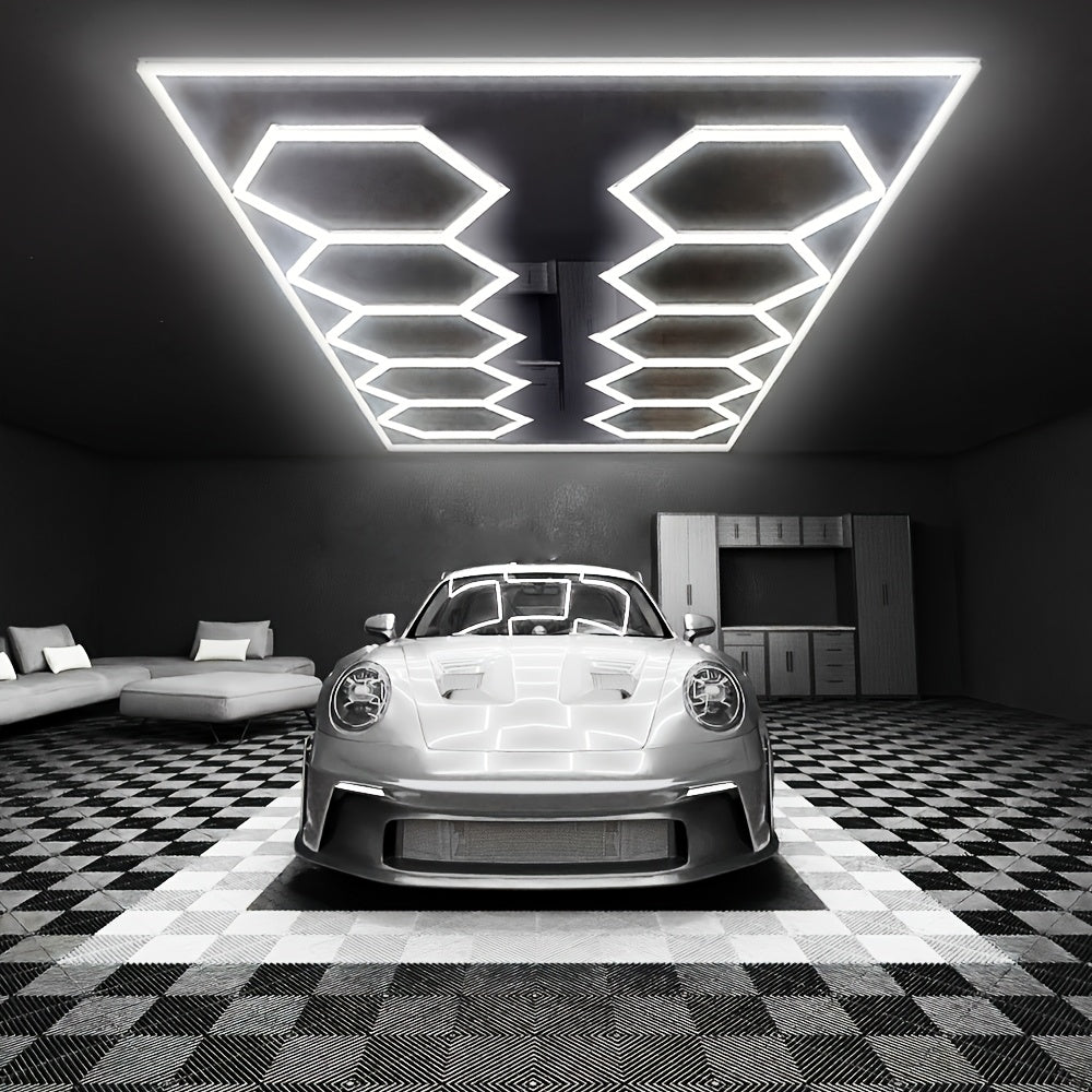 Hexagonale LED-plafondlamp – LED plafondverlichting – Garage lamp – Werkplaats verlichting – Hexagon lamp 10-vak – 485W 48.520 lumen – Daglichtkleur 6500K