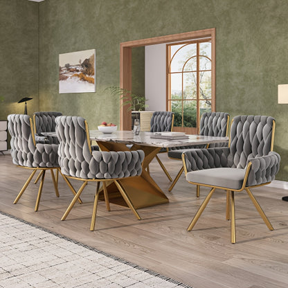 Draaistoel – Bureaustoel – Eetkamerstoel – Kuipstoel – Fauteuil – 360° Draaibaar – Stevig Metalen Onderstel – Katoenen Bekleding – Compact Ontwerp – Geschikt Voor Harde Vloeren