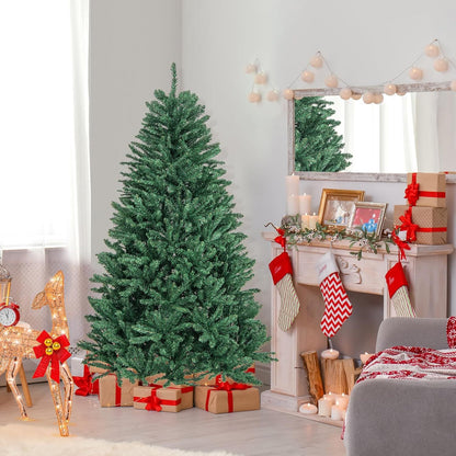 Kerstboom Kunstboom Kunstkerstboom Kunstkerstboom Met Verlichting Kerstboom Voor Binnen – 180 cm Hoog – Realistisch Groen PVC – Stevige Metalen Standaard