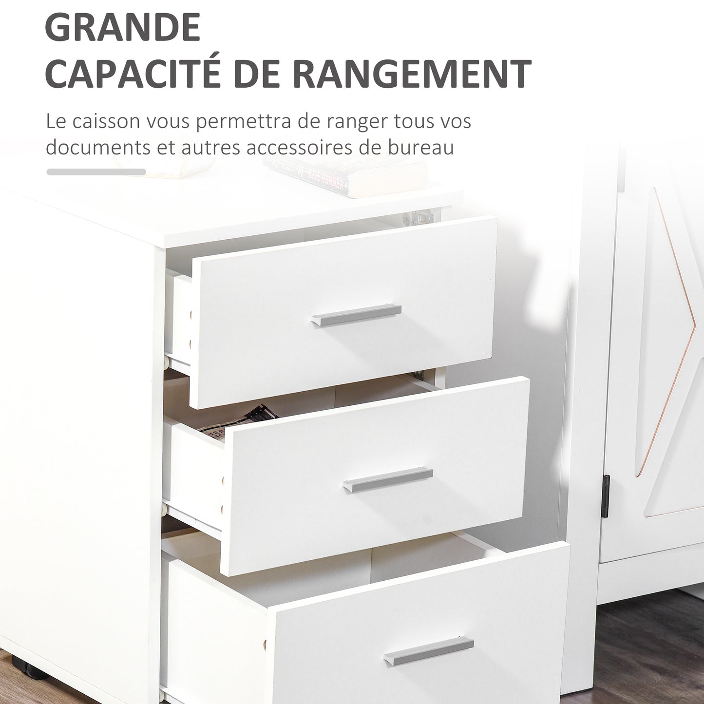 HOMCOM Office Storage Cabinet 3-Drawer Lockable Mobile File Cabinet 40 X 40 X 61.5 Cm White