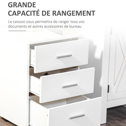 HOMCOM Office Storage Cabinet 3-Drawer Lockable Mobile File Cabinet 40 X 40 X 61.5 Cm White