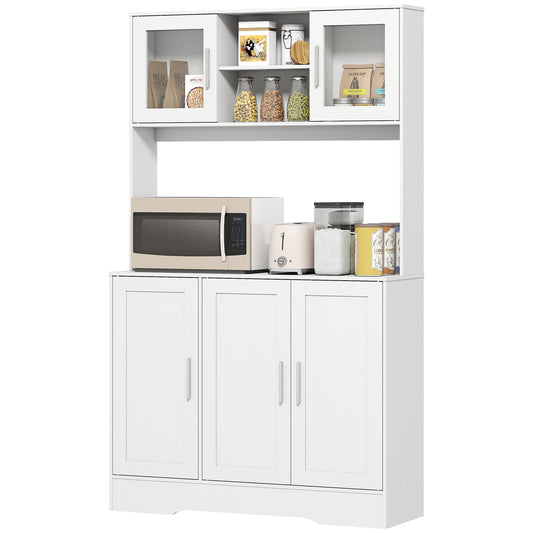 Keukenkast – Keukenmeubel – Opbergkast – Buffetkast – Keukenonderkast – Scandinavisch Design – 4 Glazen Deuren – Verstelbare Legplanken – Wit MDF & Spaanplaat – Duurzaam & Strak