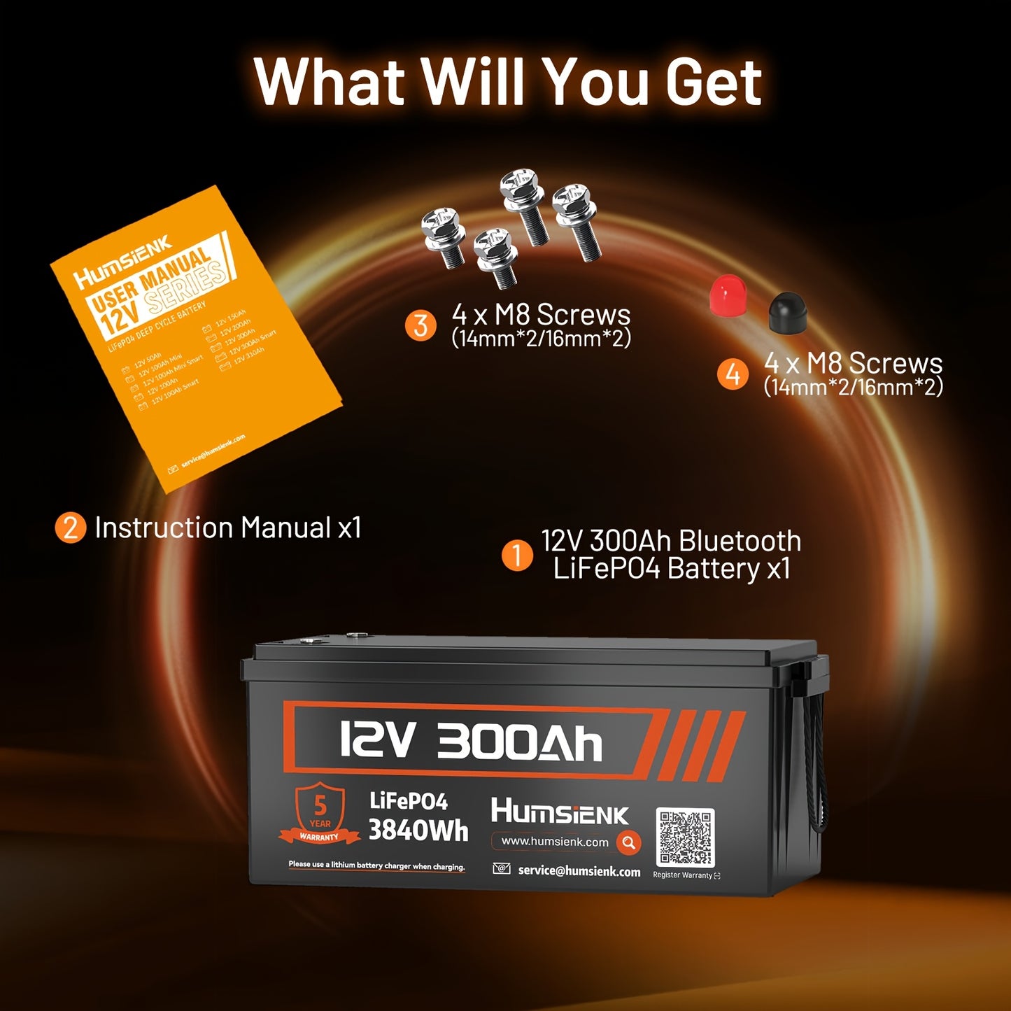 LiFePO4 Accu – Lithium Batterij – Bootaccu – Camper Accu – Zonnepaneel Accu – 12V 300Ah – Ingebouwde 100A BMS – 15000+ Cyclus Levensduur