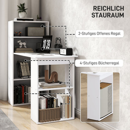 Bureau – Bureautafel – Computertafel – Werktafel – Schrijftafel – Wit – Compact Ontwerp – 6 Opbergvakken