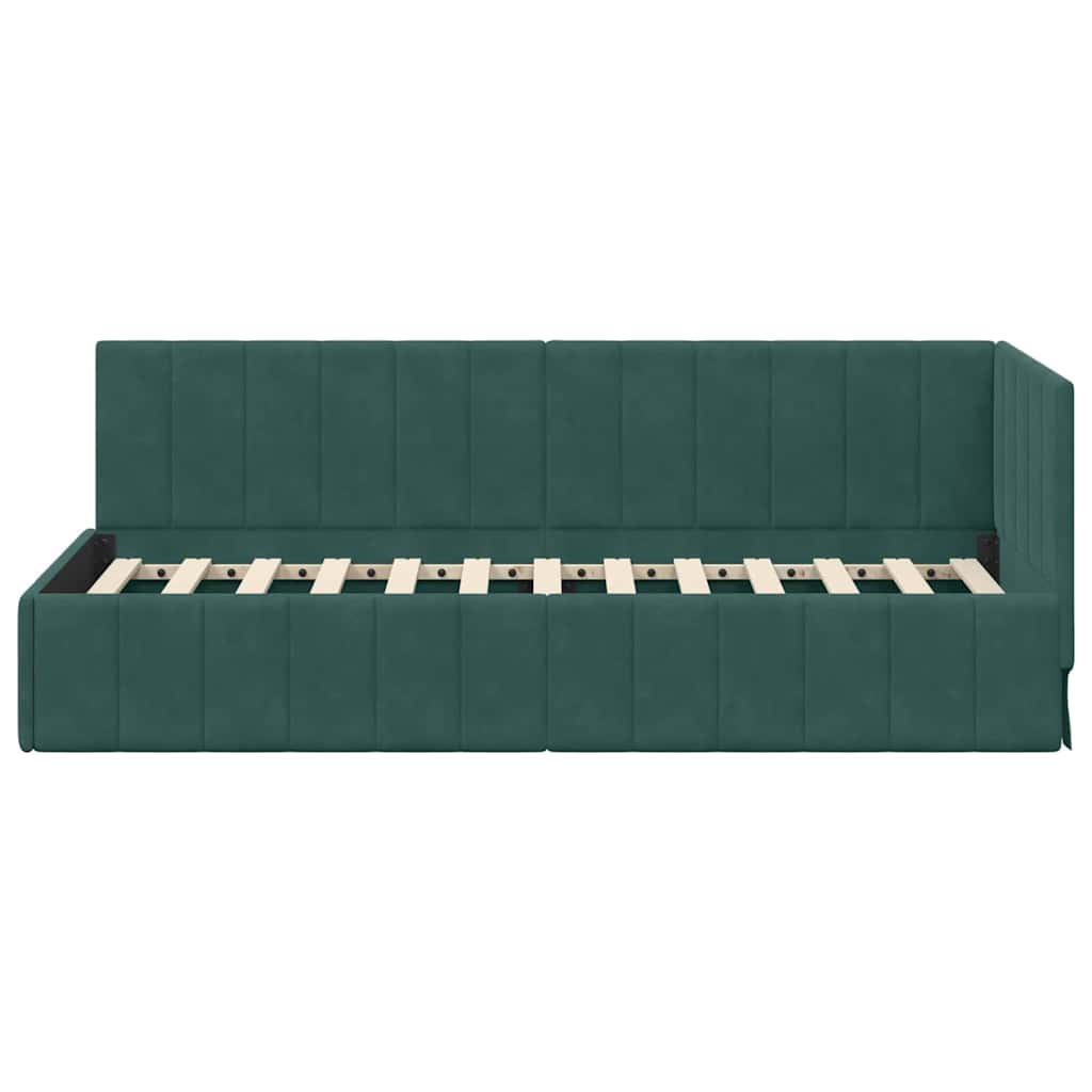 Bedframe – Bed – Eenpersoonsbed – Slaapbank – Kinderbed – Blauw Velvet Hoofdbord – Stevig Plaatmateriaal – Lattenbodem 80x200 cm