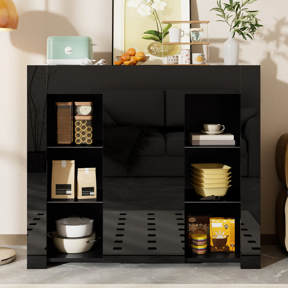 Dressoir – Opbergkast – Buffetkast – Ladekast – Wandkast – Modern Zwart – Glazen Deuren – Compact Design 95x35x83 cm – Duurzaam Zonder Elektriciteit