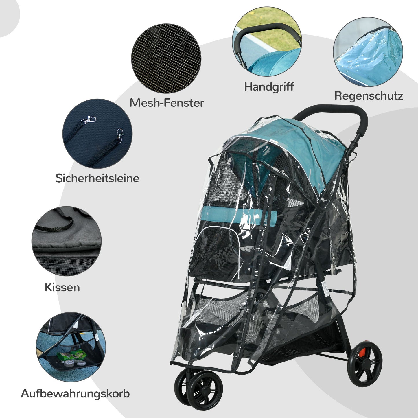Mini Fitness Trampoline – Mini Trampoline – Springmat – Rebounder – Fitnessmat – Zwart Blauw – Stevig IJzeren Frame – Antislip Voeten – Ø91 Cm – 100 Kg Belastbaar