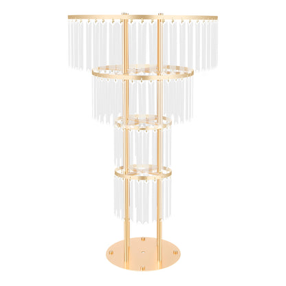 Round Pedestal for Wedding Flowers Adorned with Golden And Crystals