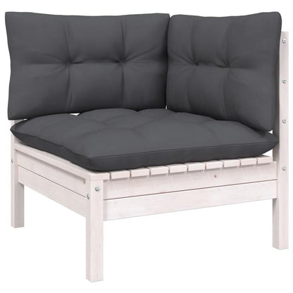 Loungeset – Tuinmeubelset – Buitenmeubels – Loungeset Buiten – Wit – Witte Dennenhout – Comfortabele Kussens – Flexibele Opstelling