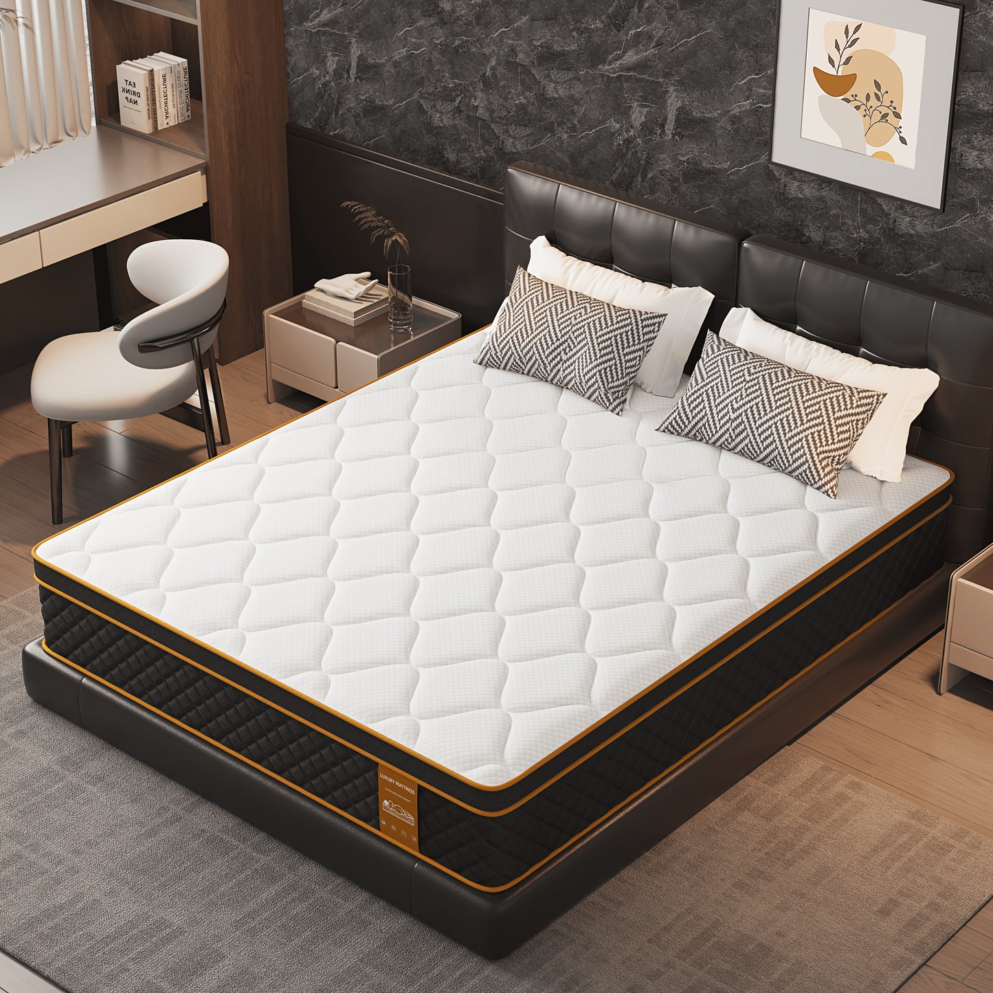 Matras – Slaapsysteem – Bedmatras – Slaapmatras – Pocketveringmatras – 10 Inch Memory Foam Hybrid – Medium Stevig Met Pocketveren – Ademend Katoenen Hoes
