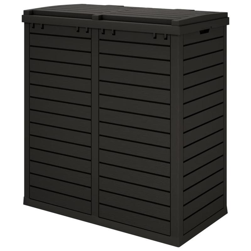 Buitenprullenbak – Tuinafvalbak – Afvalcontainer – Gft Bak – Recyclagebak – Zwart – Weerbestendig Polypropyleen – Ventilatie & Stabiele Poten – 78x41x86 cm