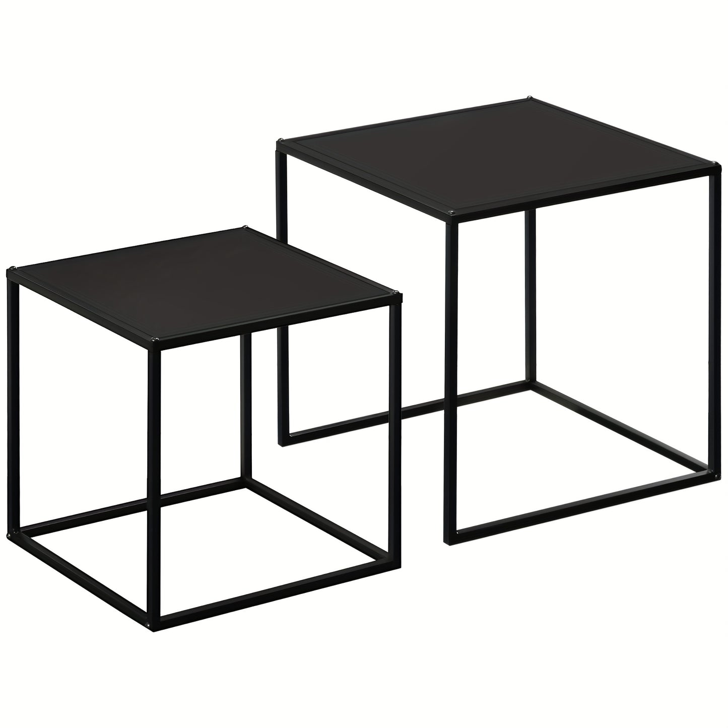 Salontafel – Koffietafel – Bijzettafel – Woonkamertafel – Tafeltje – Set Van 2 – Modern Design – Stalen Frame Zwart – 120x59x45 cm – Draagkracht 10 kg