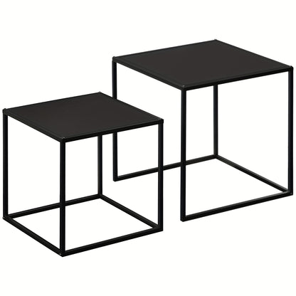 Salontafel – Koffietafel – Bijzettafel – Woonkamertafel – Tafeltje – Set Van 2 – Modern Design – Stalen Frame Zwart – 120x59x45 cm – Draagkracht 10 kg