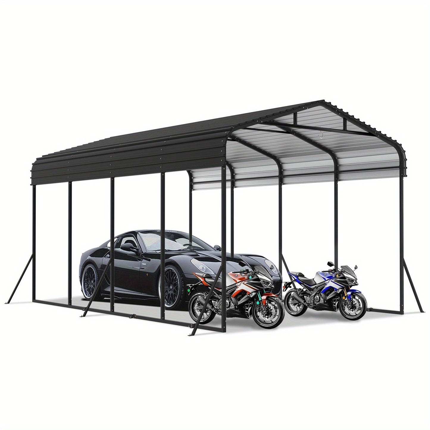 Metalen Carport – Auto Overkapping – Garage Tent – Voertuig Shelter – Parkeerplaats Bescherming – Extra Groot 450x300x250 cm – Stalen Frame – Makkelijk Montage