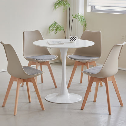 Scandinavische Eetkamerstoelen – Eetkamerstoelen – Stoelen Set – Keukenstoelen – Armloze Stoelen – Set van 6 – Beukenhouten Poten – Linnen Bekleding