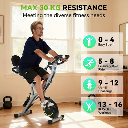 Hometrainer – Fitnessfiets – Spinningfiets – Stoelfiets – Ergometer – Inklapbaar Ontwerp – 8 Verstelbare Hoogtes – Magnetische Weerstand – Hartslagmeter – LCD Display – App Connectiviteit