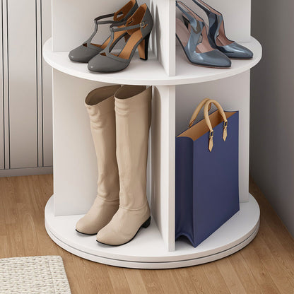 6-tier Rotating Shoe Rack | 360° Swivelling, Accommodates 24 Pairs of Shoes, Extra-High Base for Storing Boots, White, Metal, Floor Mount, Dimensions: 60x60x161cm