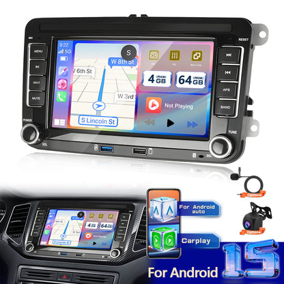 Android 15 Autoradio – Car Radio – Multimedia Systeem – Double DIN Navigatie – Auto Stereo – 7 Inch Capacitive Touchscreen – 8-Core Processor & CarPlay/Android Auto