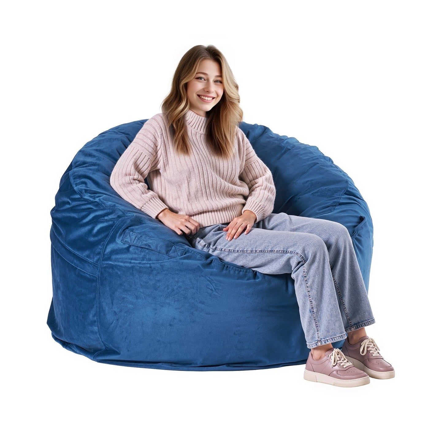 Zitzak – Zitzakstoel – Poef – Sessel – Comfortstoel – Blauw – Memory Foam Vulling – Afneembare Wasbare Hoes
