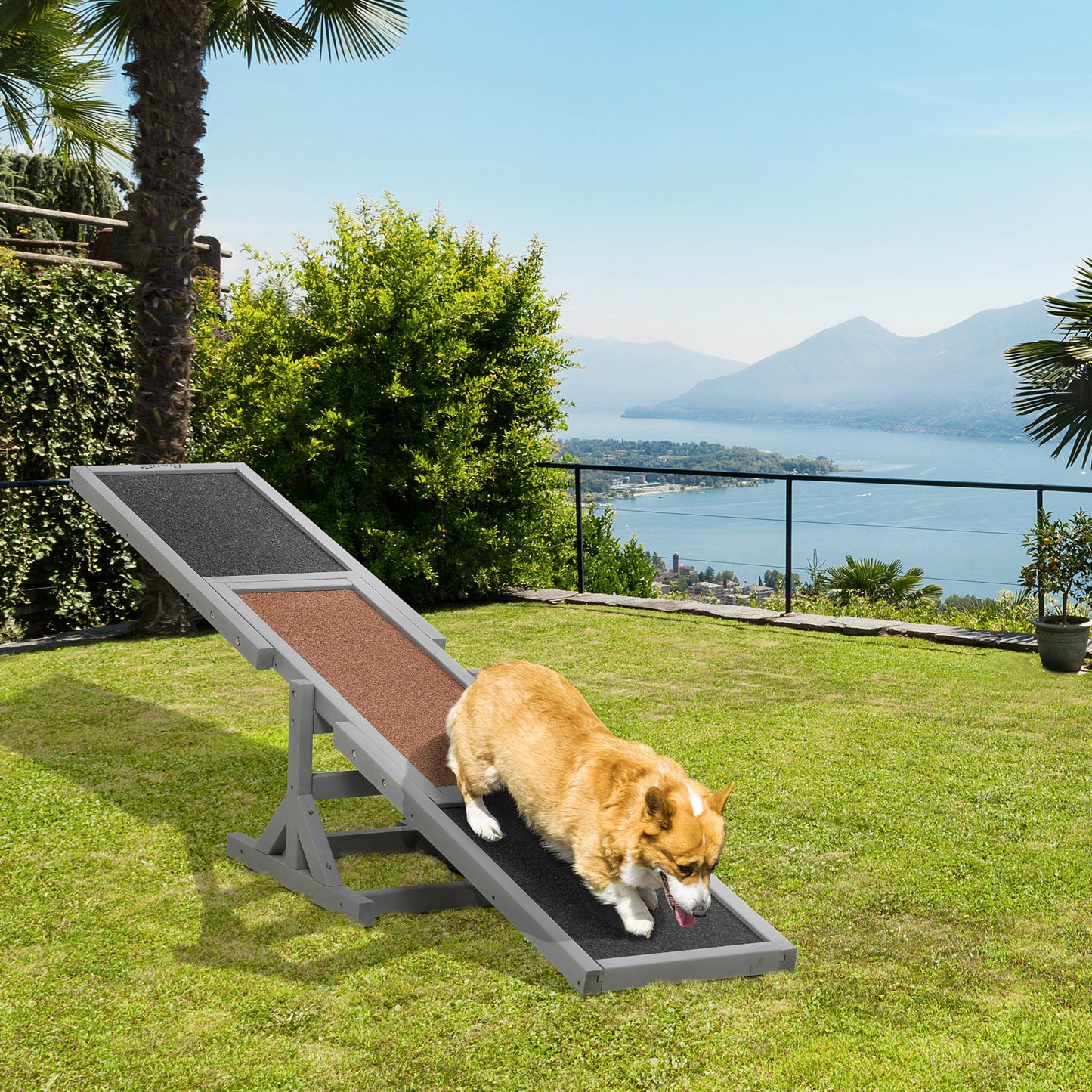Agility Wip Honden – Dog Swing – Hondenwip – Agility Balans – Trainingswip – Grijs – Duurzaam Dennenhout – Antislip Oppervlak – 180 x 30 x 30 cm
