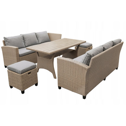 Loungeset Tuinset Hoekbank Terrasmeubilair Buitenbank Loungestoel – Weerbestendig PE Technorattan – Verstelbare Modulair Ontwerp Met Wasbare Kussens