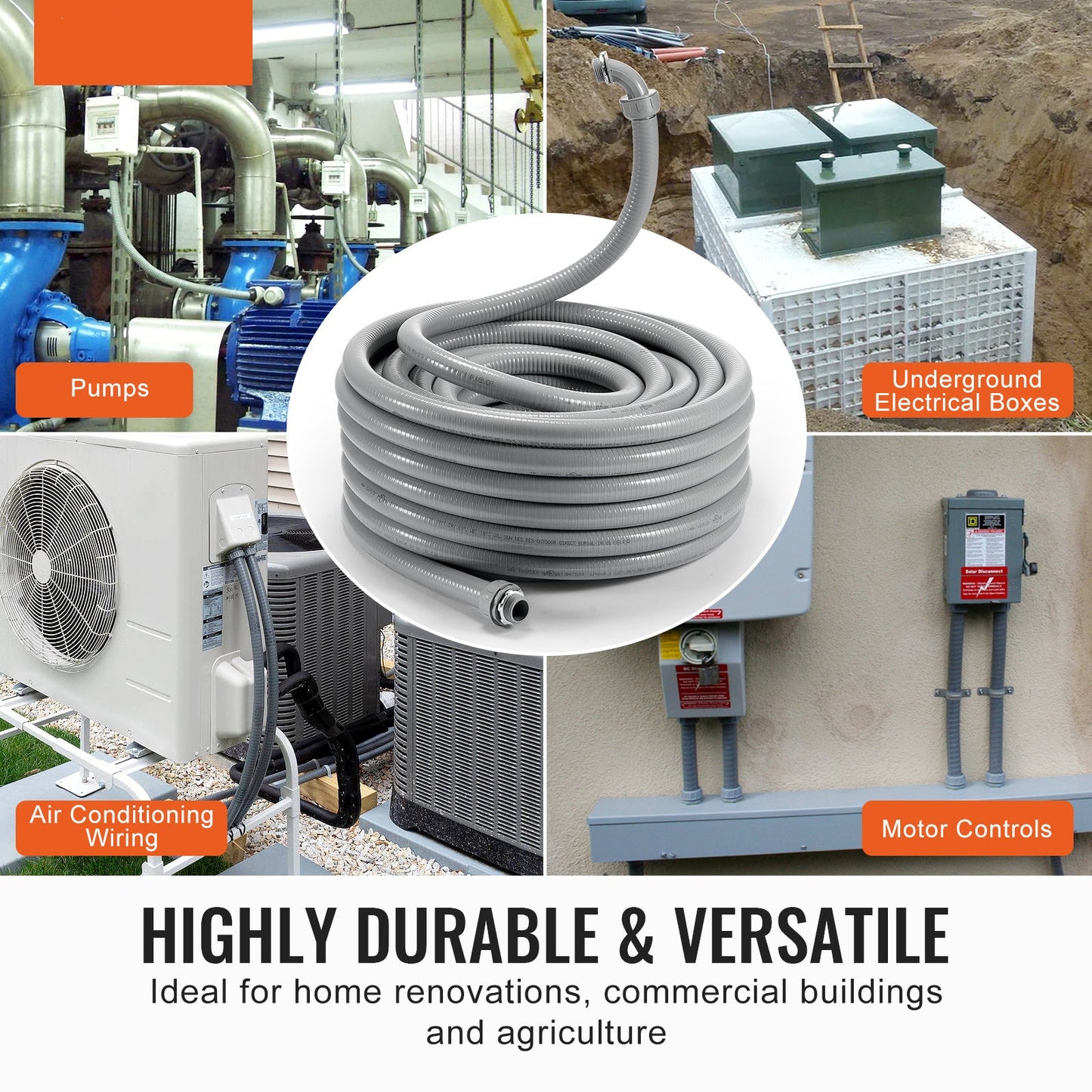 PVC-buis Elektrisch – Elektrische leiding – Flexibele Pijp – Beschermbuis – Waterdichte Buis – 1 inch 25,4 mm – IP65 Water- en Stofdicht – Compleet met Connectoren