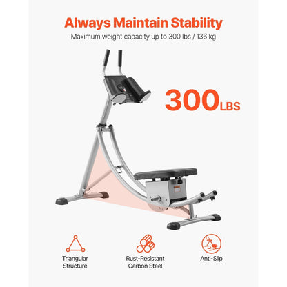 Ab Workout Machine – Buikspiertrainer – Core Trainer – Ab Cruncher – Buikspierapparaat – Ergonomisch Dubbel Gebogen Railsysteem – Stevige Carbonstalen Constructie 136 kg Belastbaar