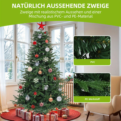 Kerstboom – Kunstkerstboom – Kunstspar – Nepboom – Dennenboom – 212 cm Hoog – Stevige Roestvrijstalen Standaard – Volle Groen Kunststof Naalden – Inklapbaar & Snel Op Te Zetten