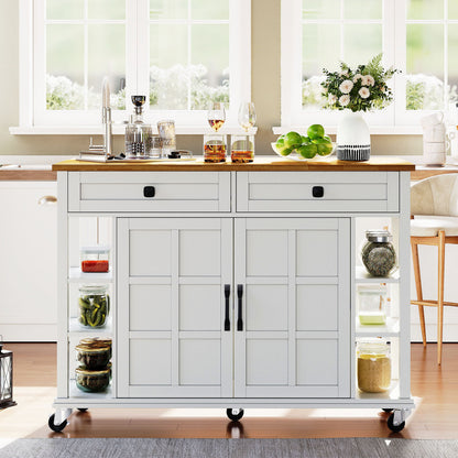 Foldable Kitchen Island Cart with Worktop - Heavy-Duty Metal Rolling Cabinet, 2 Drawers & Open Shelf, Space-Saving Mobile Kitchen Organizer with Easy Assembly for Small Spaces, Modern - Ideal for Kitchen, Dining Room, Living
