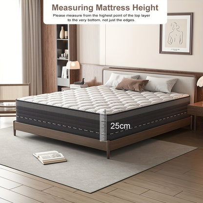 Matras – Pocketveringmatras – 7-Zones Matras – Hybrid Matras – Tweepersoonsmatras – Medium Stevig – 140x200 cm – Ademend & Ergonomisch